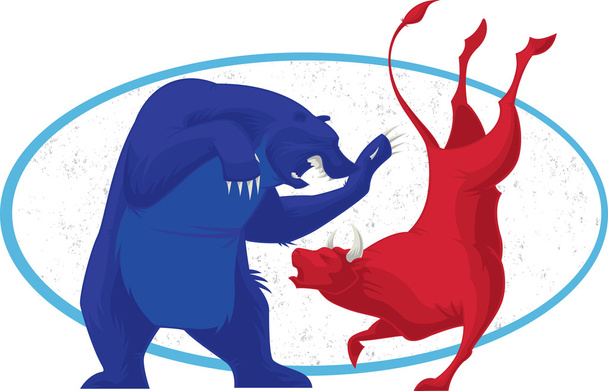 Bull i niedźwiedź-Stock Market - Wektor, obraz