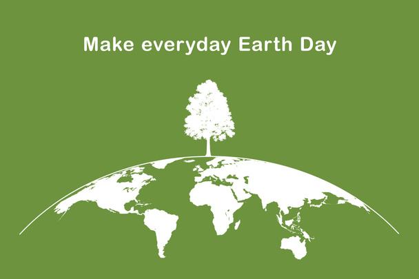 Wereld Aarde Dag. Planeet aarde op een groene achtergrond close-up. - Foto, afbeelding