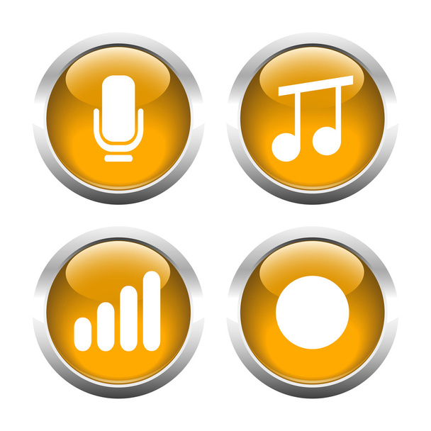 Set of buttons for web, microphone, music, record the sound level. - Vector, afbeelding
