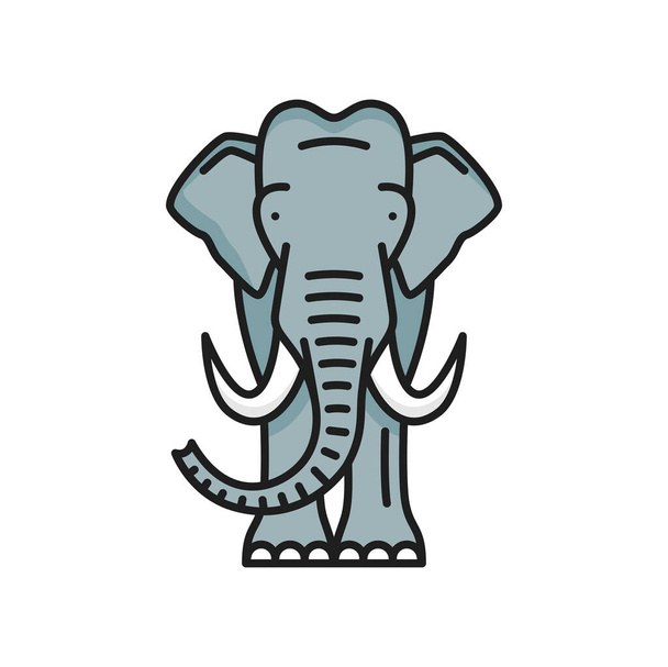 Buddyzm słoń symbol religii odizolowany kolor zarys ikony. Wektor wschodnie zwierzę symbolizujące siłę psychiczną, cierpliwość i spokój, mądrość - Wektor, obraz