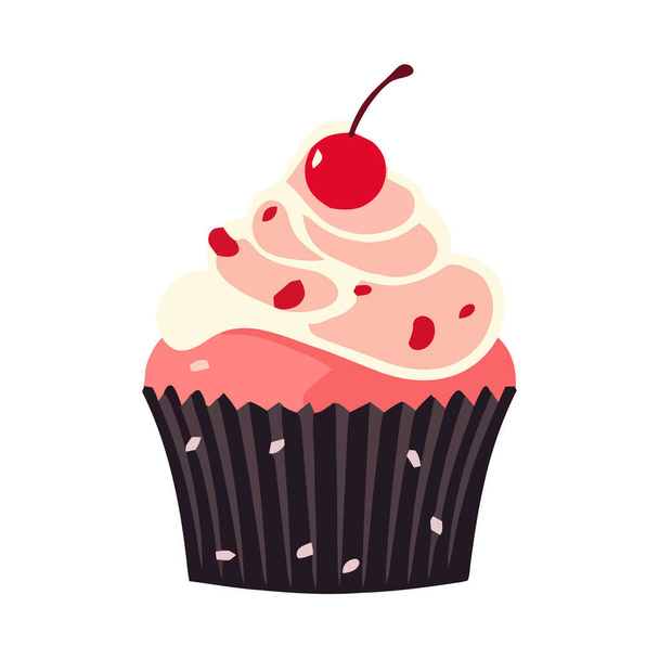 cupcake mignon avec des décorations gourmandes icône isolé - Vecteur, image
