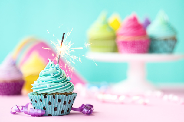 Cupcake with sparkler - Photo, Image
