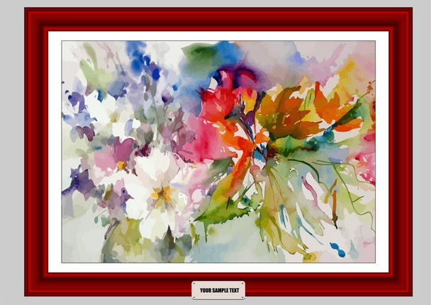 Fine art. Beautiful painting with abstract flowers and place for AD .  Color vector illustration - ベクター画像