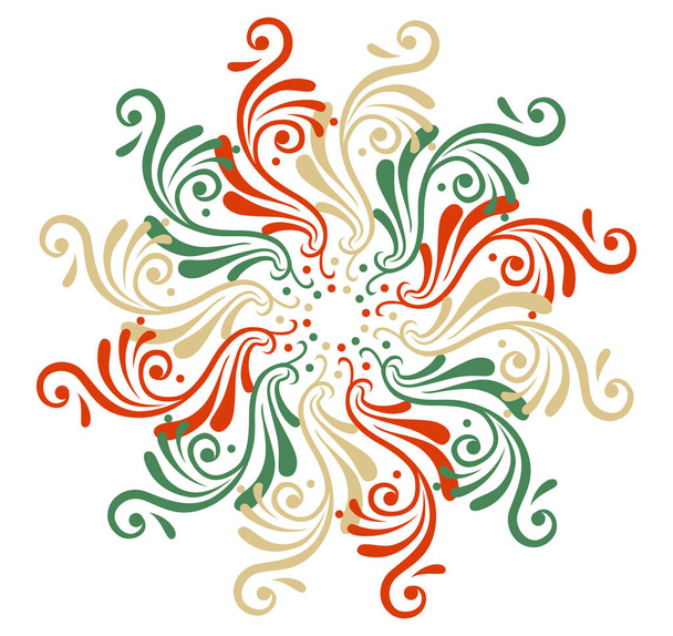 This is an elegant, medieval-style circular geometric illustration. Christmas style - Vector, afbeelding