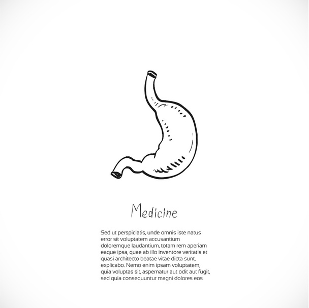 Orvosi doodle háttér gyomor banner vagy szórólap - Vektor, kép