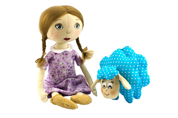 Two dolls girl and lamb - Photo, Image
