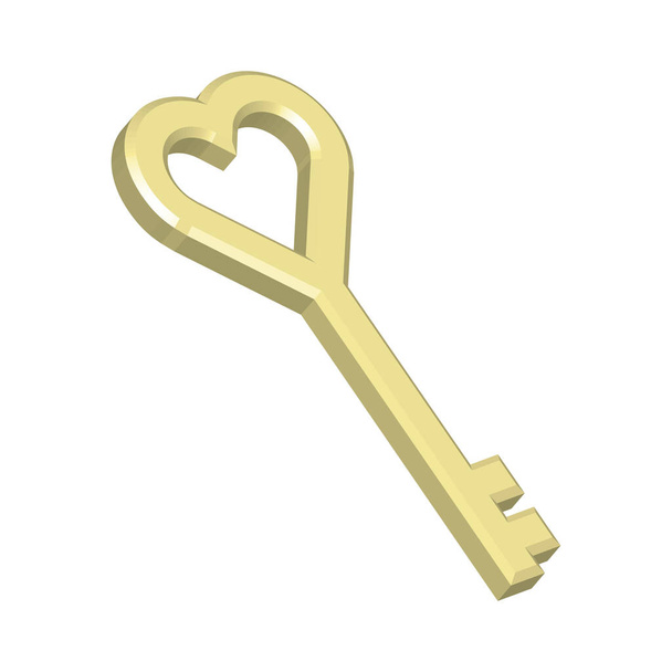  heart key gold. vector - Vektori, kuva
