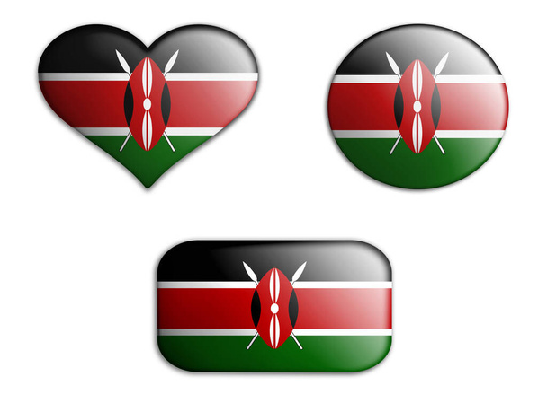 Kenya 'nın renkli ulusal sanat bayrağı beyaz arka planda altlarını gösteriyor. konsept kolajı. 3d illüstrasyon 3d Elementler - Fotoğraf, Görsel