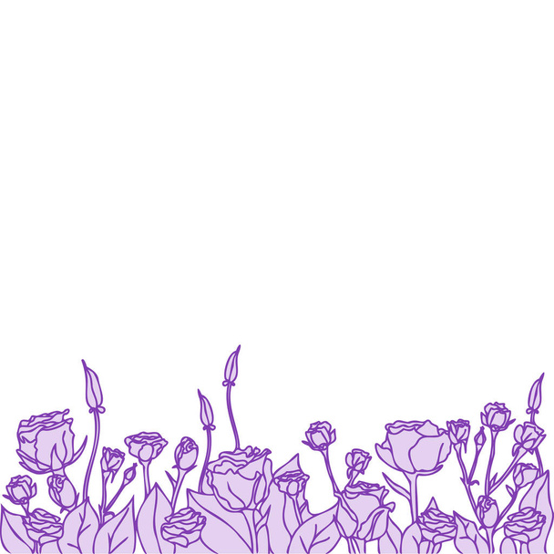 Flower frame (bottom only). Below are plain purple roses. - Vetor, Imagem