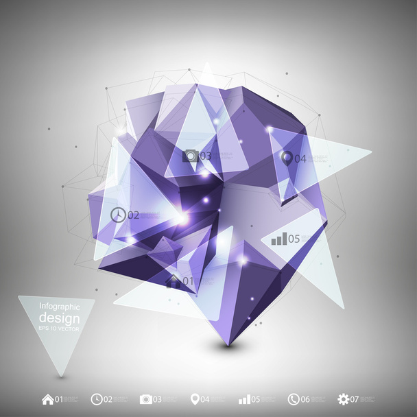 Abstract dimensional polygonal geometric infographic, background for modern design - Вектор,изображение