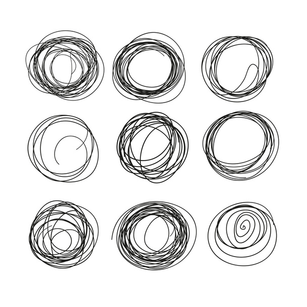 Abstract black round brush strokes sketch - Vector, Image