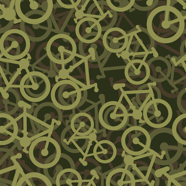 Bike military Pattern seamless. bicycle army Background. Protective texture for soldiers and hunters  - Vektor, kép