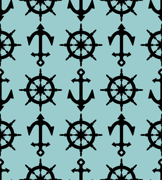 Anchor and rudder pattern seamless. Baby fabric texture marine theme - Vector, Imagen
