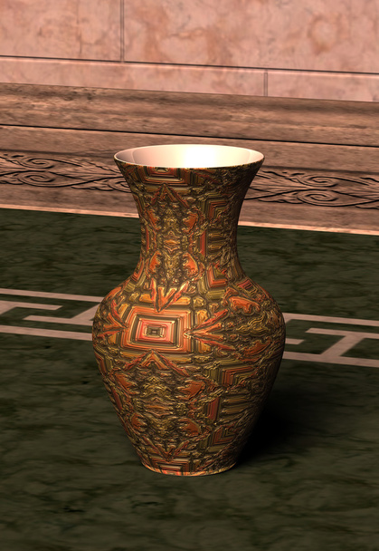 vaso metálico tradicional no chão
 - Foto, Imagem