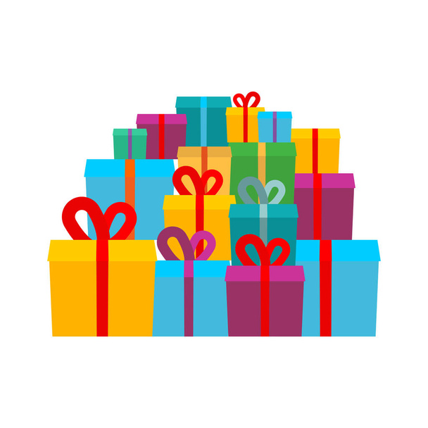 Bunch of gifts. Lots of gift boxes - Διάνυσμα, εικόνα