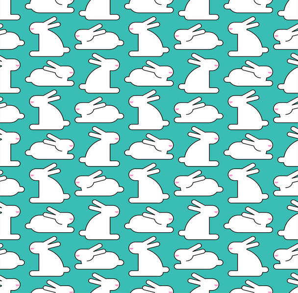 Bunnies couple pattern seamless. Two rabbit background. Vector texture - ベクター画像