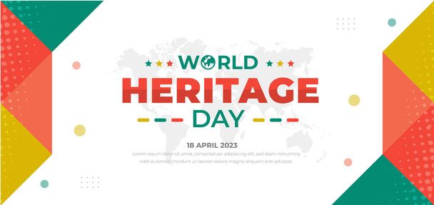 Dünya Mirası Günü arkaplanı veya afiş tasarım şablonu 18 Nisan 'da kutlandı - Vektör, Görsel