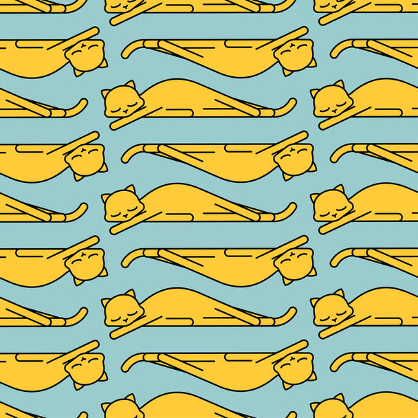 Sleeping cat pattern seamless. pet sleeping background. Vector texture - Vector, Imagen