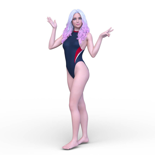 3D rendering of a woman in swimsuit - Фото, зображення