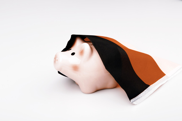 caja de dinero de cerdo y bandera de Alemania
 - Foto, Imagen