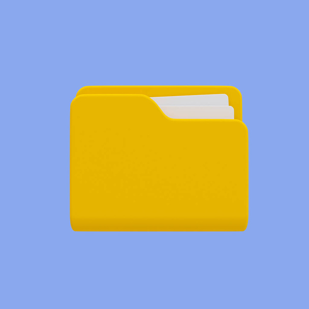 3D мінімальне зберігання файлів. архів файлів. жовта тека з папером з відсічним контуром. 3d ілюстрація
. - Фото, зображення