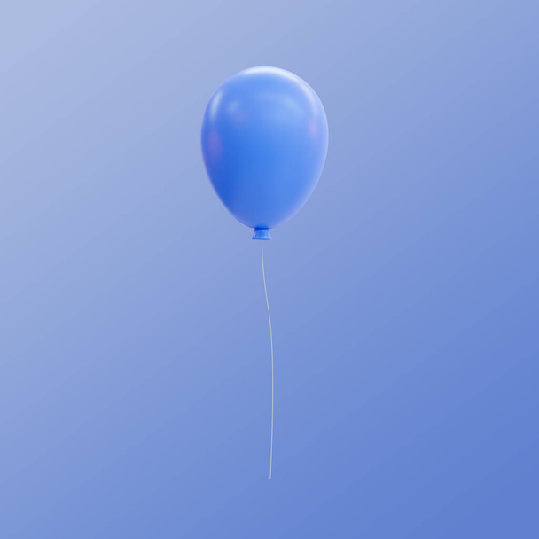 3D minimální barevný balónek. Skupina létajících balónů s provazem. Party rekvizity se střihovací dráhou. 3D ilustrace. - Fotografie, Obrázek