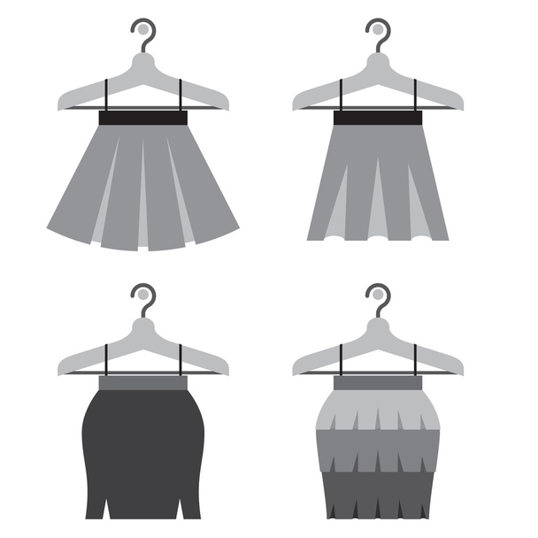 Black Women Skirts With Hangers Vector Illustration - Διάνυσμα, εικόνα
