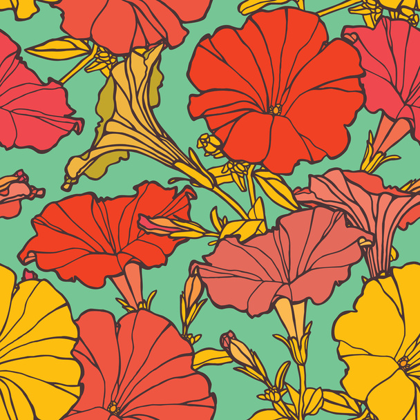 Seamless pattern with flowers - Διάνυσμα, εικόνα