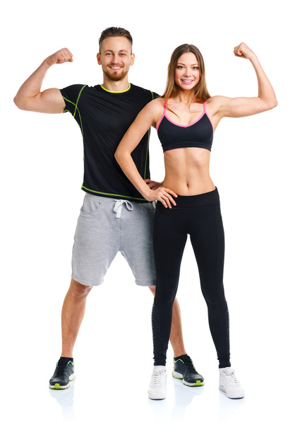 Αθλητισμός ζευγάρι - άνδρας και γυναίκα, μετά την άσκηση γυμναστήριο - Φωτογραφία, εικόνα