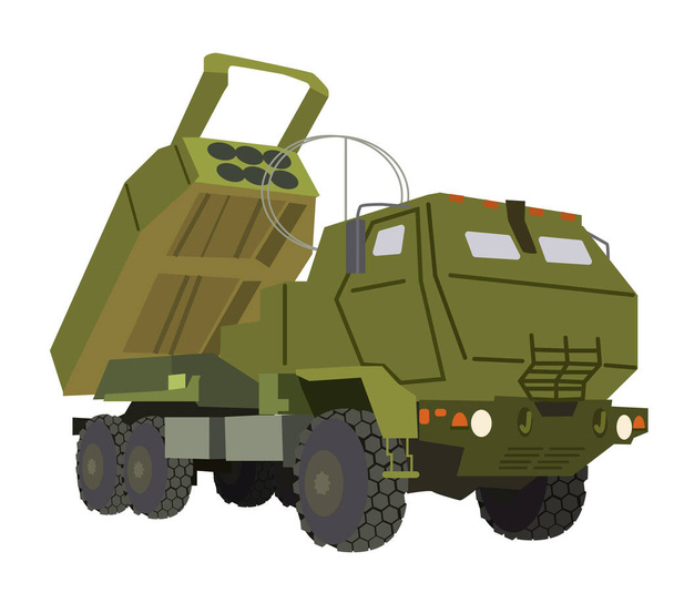 Himars m142. american rocket system vector illustration. military armed force illustration artillery - Vector, imagen