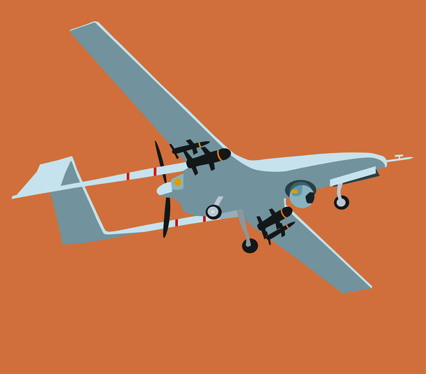 Bayraktar tb2 vektör çizimi. Askeri hava kuvvetleri, insansız hava aracı, basit bir tarz. İlgili etiketler - Vektör, Görsel