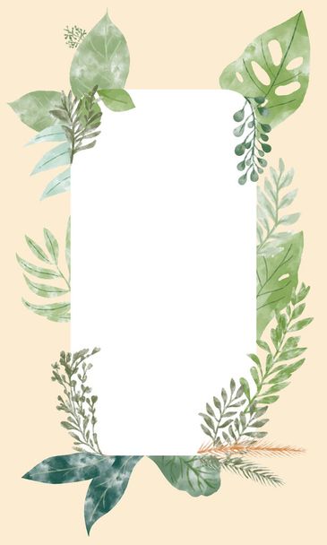 Watercolor frame floral card - Vektori, kuva