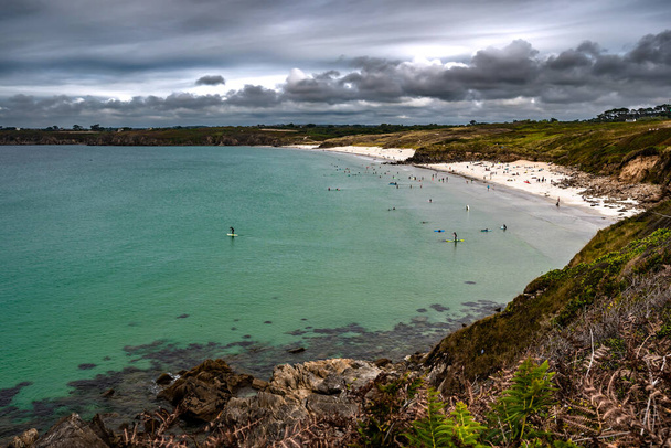 Beach Les Blancs Sablons At Village Le Conquet At The Finistere Atlantic Coast In Brittany, France - Photo, Image