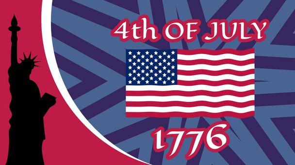 4 июля анимированные изображения usin флаг США и статуя Свободы. Концепция Дня независимости. - Фото, изображение