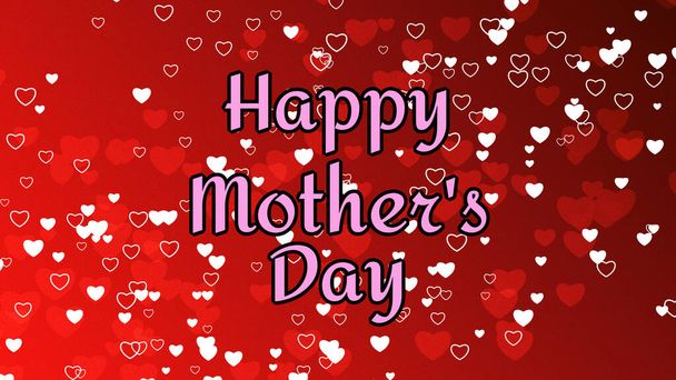 happy mothers day greeting line on red heart background. - Φωτογραφία, εικόνα