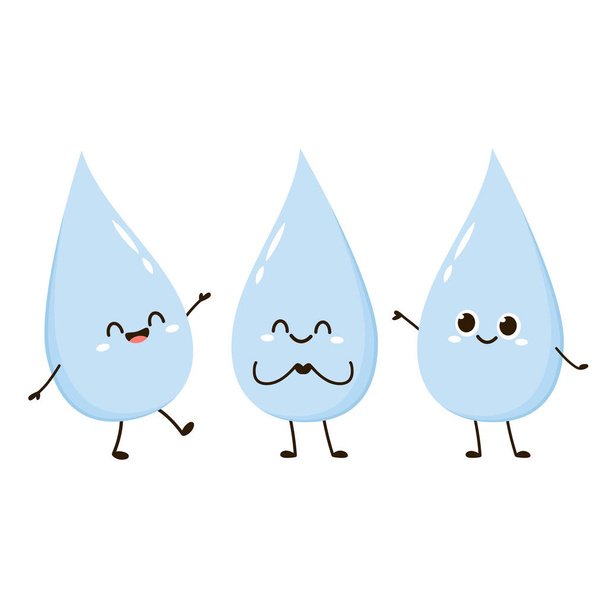 Drop water cartoon vector. Drop water mascot isolated. - Vettoriali, immagini