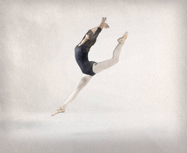 Aquarell mit einem Balletttänzer - Foto, Bild
