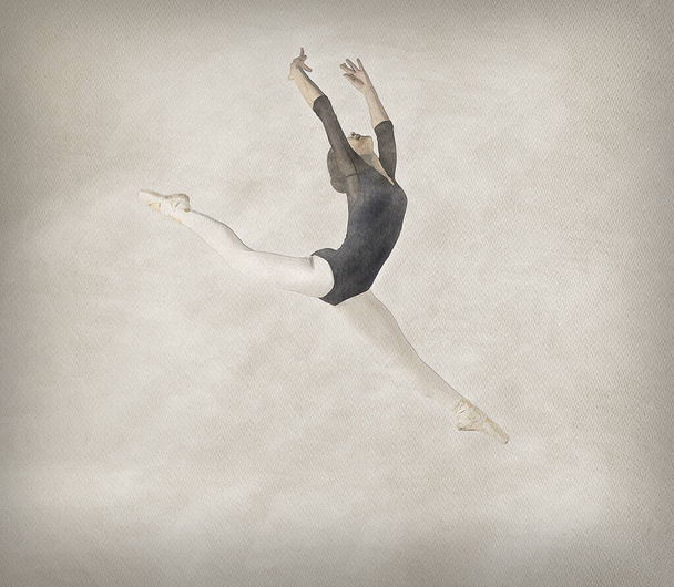 Watercolor with a ballet dancer - Фото, изображение
