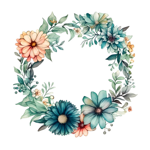 Rustic watercolor floral design with natural textures and earthy tones White Background - Foto, Imagen
