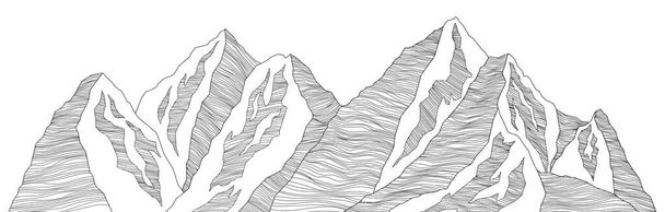 Mountain futuristic illustration. Background wavy lines. Nature sketch. Abstract landscape. - Vector, Image