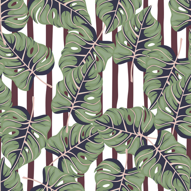 Gestileerd tropisch patroon, palmbladeren bloemen achtergrond. Abstract exotische plant naadloos patroon. Botanisch blad behang. Ontwerp voor stof, textielprint, verpakking, omslag. Vectorillustratie - Vector, afbeelding