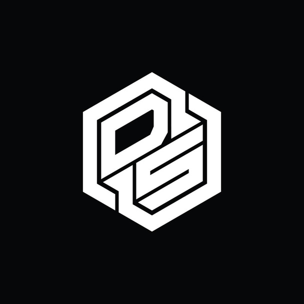 Gry z monogramem DS Logo z sześciokątnym geometrycznym wzorem kształtu - Zdjęcie, obraz
