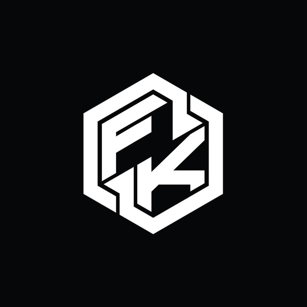 FK Logo monogram gry z sześciokąta geometryczny kształt szablon projektu - Zdjęcie, obraz