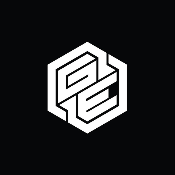 GE Logo μονόγραμμα τυχερών παιχνιδιών με εξάγωνο γεωμετρικό σχήμα πρότυπο σχεδιασμού - Φωτογραφία, εικόνα