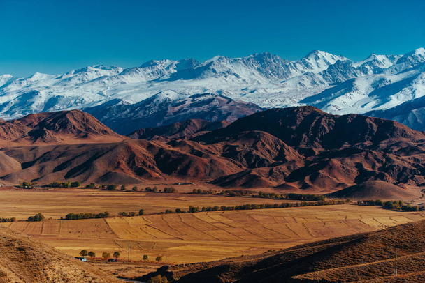 Autumn mountains landscape in Kyrgyzstan - Zdjęcie, obraz