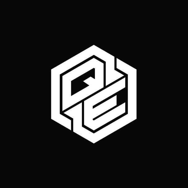 QE λογότυπο παιχνίδι μονόγραμμα με εξάγωνο γεωμετρικό σχήμα πρότυπο σχεδιασμού - Φωτογραφία, εικόνα