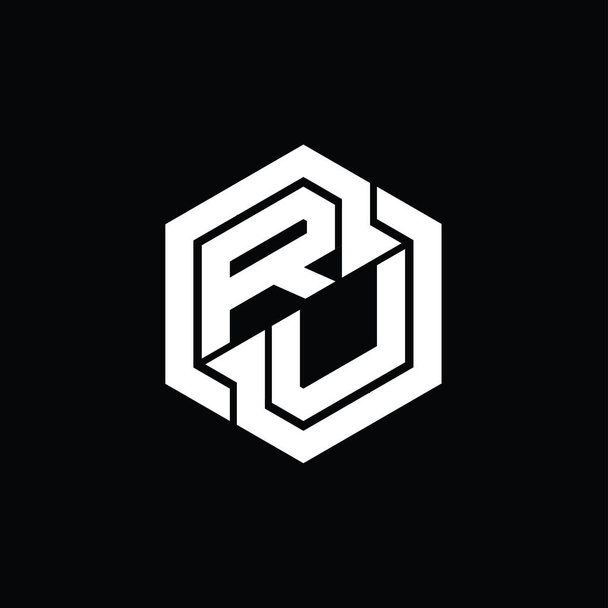 RU Logo monogrammi pelaamista kuusikulmio geometrinen muoto malli - Valokuva, kuva