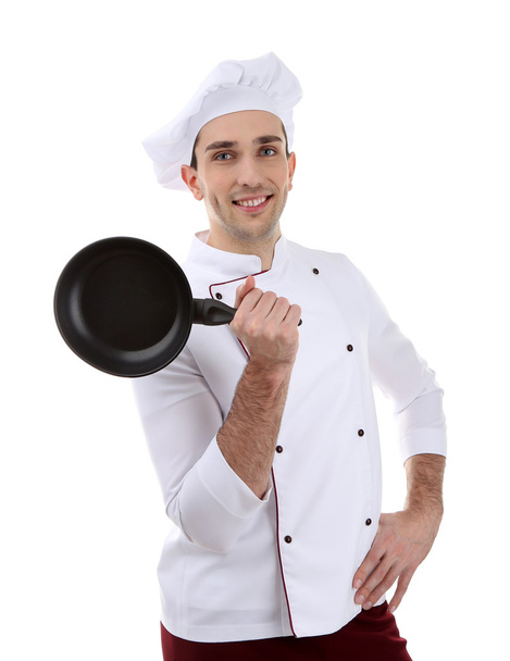Chef with pan in hand - Valokuva, kuva