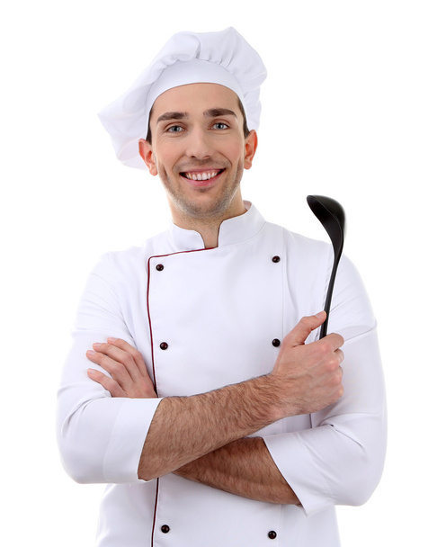 Chef with ladle in hands - Φωτογραφία, εικόνα