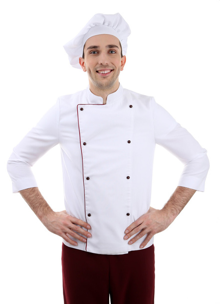 Male chef on white - Foto, afbeelding